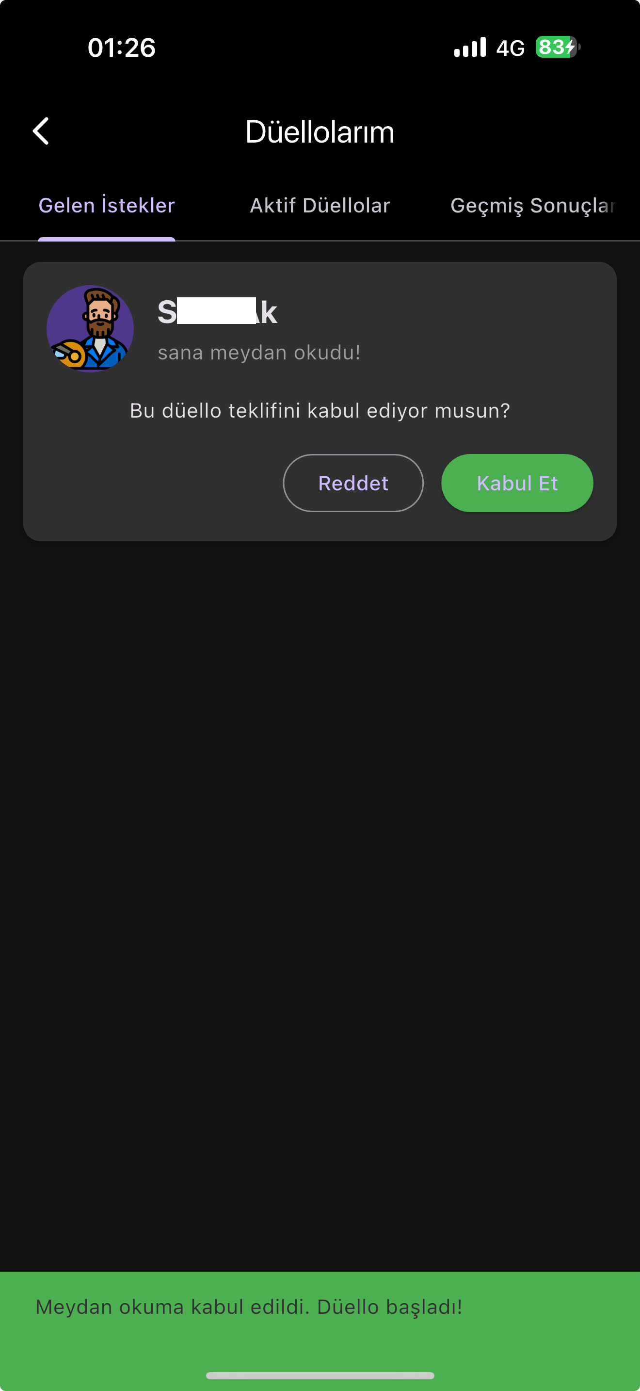 Düello Ekranı