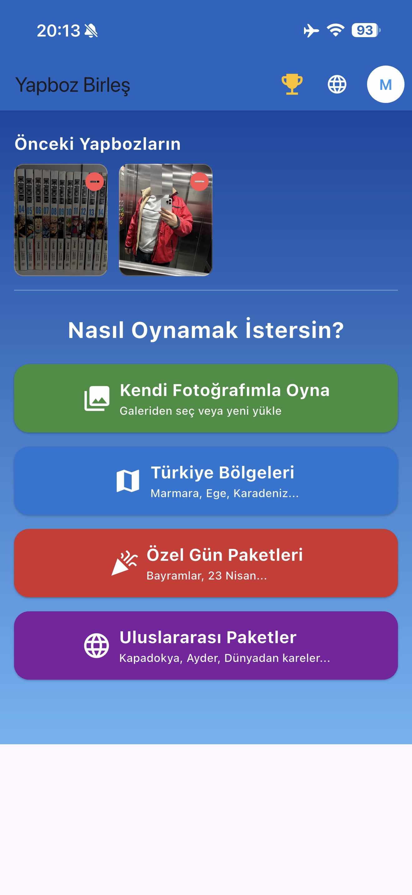 Yapboz Birleş Ana Ekran UI